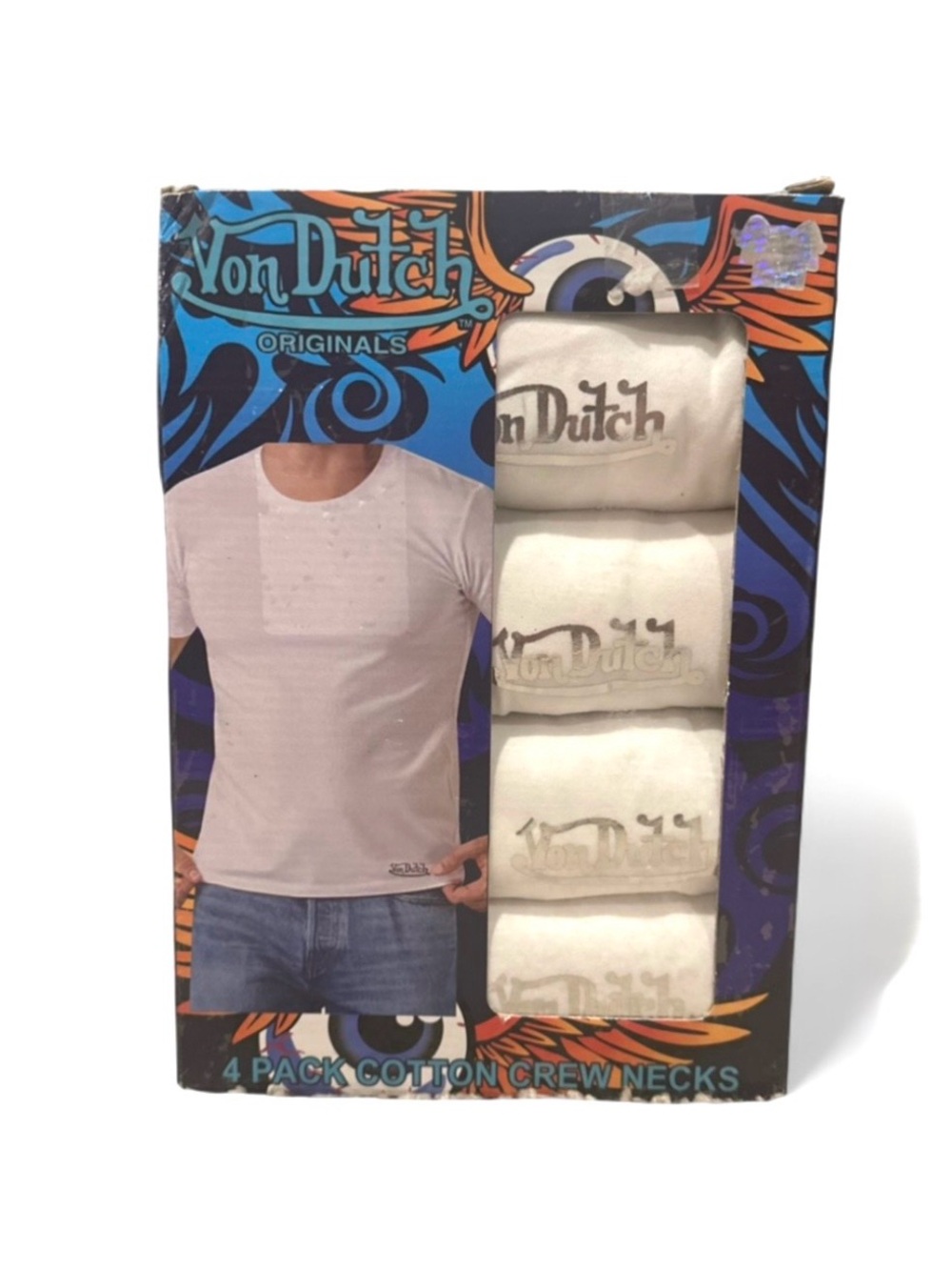 Y2K Von Dutch 4-Pack White Cotton Crew Neck Tee Size Men’s Large (NWT)